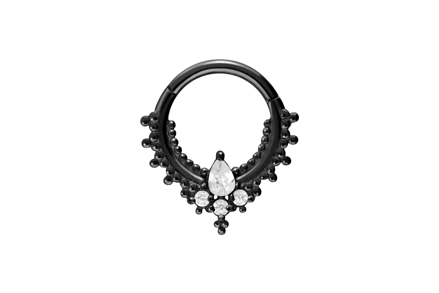 Chirurgenstahl Segmentring Clicker ORIENTALISCHES DESIGN + 4 KRISTALLE